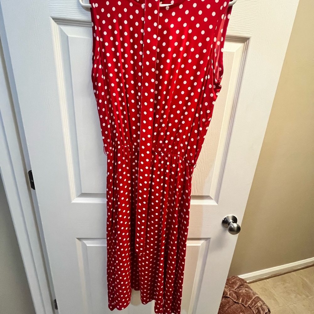 Red Polka Dot Sleeveless Dress